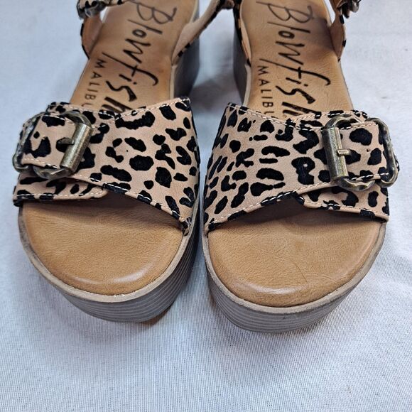 Blowfish Malibu Leeds Vegan Leopard-print Platform Sandals Women's Size 8 - Picture 8 of 11